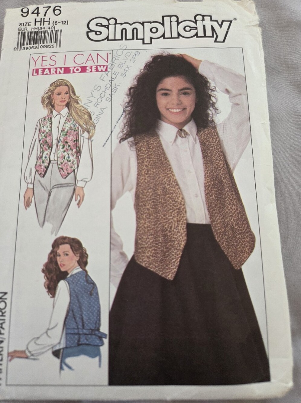 Simplicity 9476 Sewing Pattern